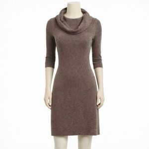 Aqua Cashmere Taupe Cowl Neck Dress, S